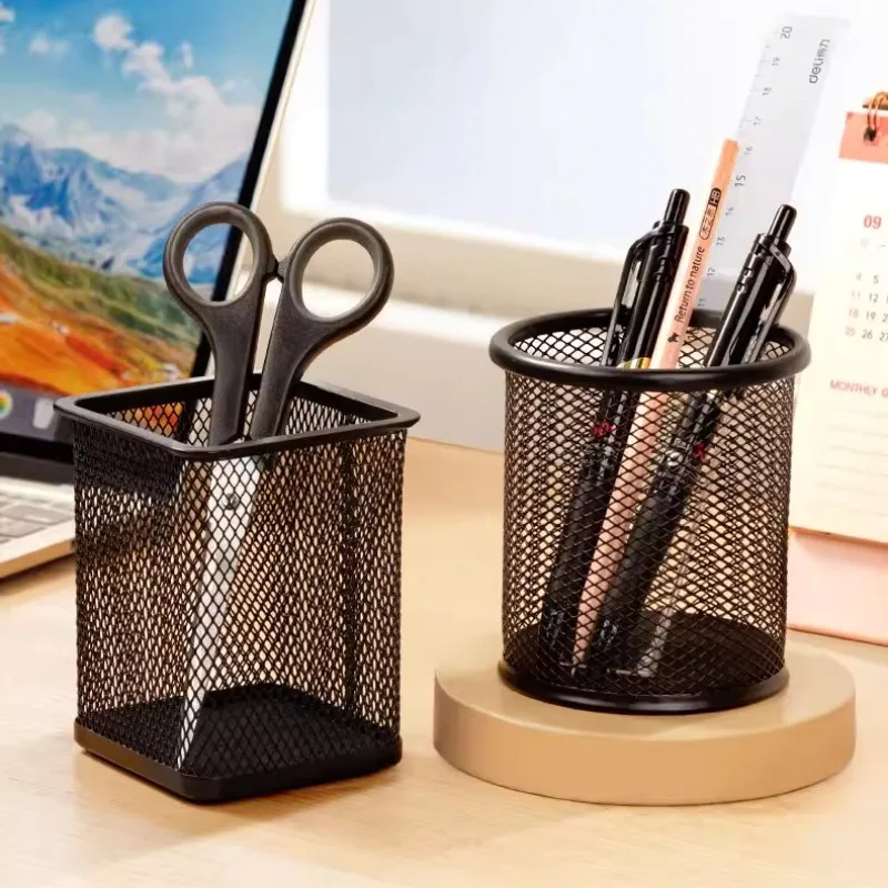 1PC Metal Reticulated Pen Holder Multifunctional Large-capacity Office Desktop Storage Box Student Storage Cylinder