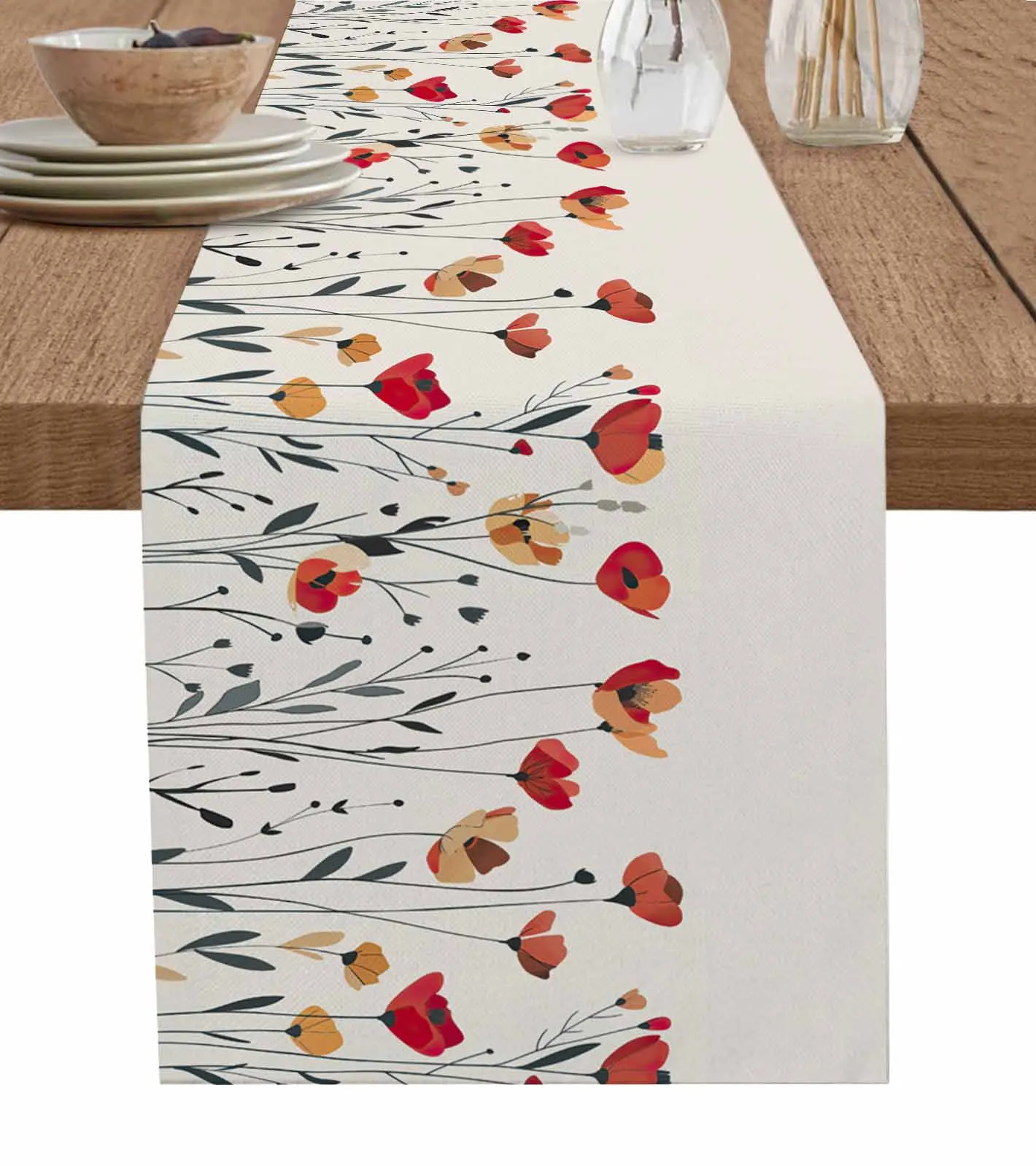 

Flower Gradient Table Runners Holiday Kitchen Table Decor Cotton Linen Table Runners Wedding Party Decor