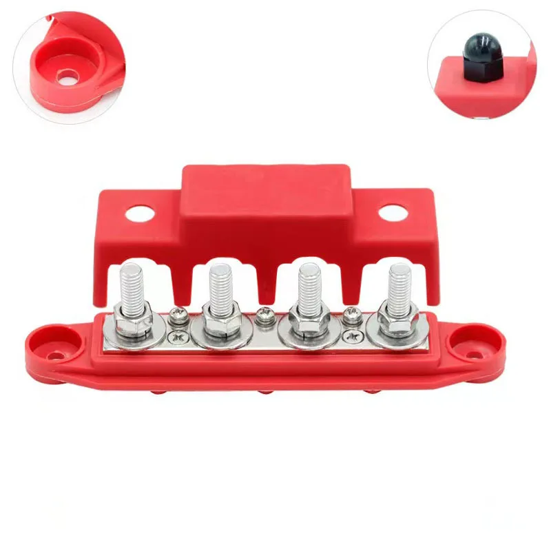 M8 M10 4 Studs Power Distribution Block 250A Rating BUSBAR With Cover Bus Bar for Car Boat Auto Yacht RVs