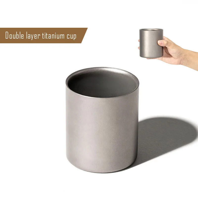 

Pure Titanium Mug,Double Layer,Heat Proof,Ultra Lightweight,Portable,Outdoor Picnic Tableware,Water Cup, Handless, 120/180/300ml