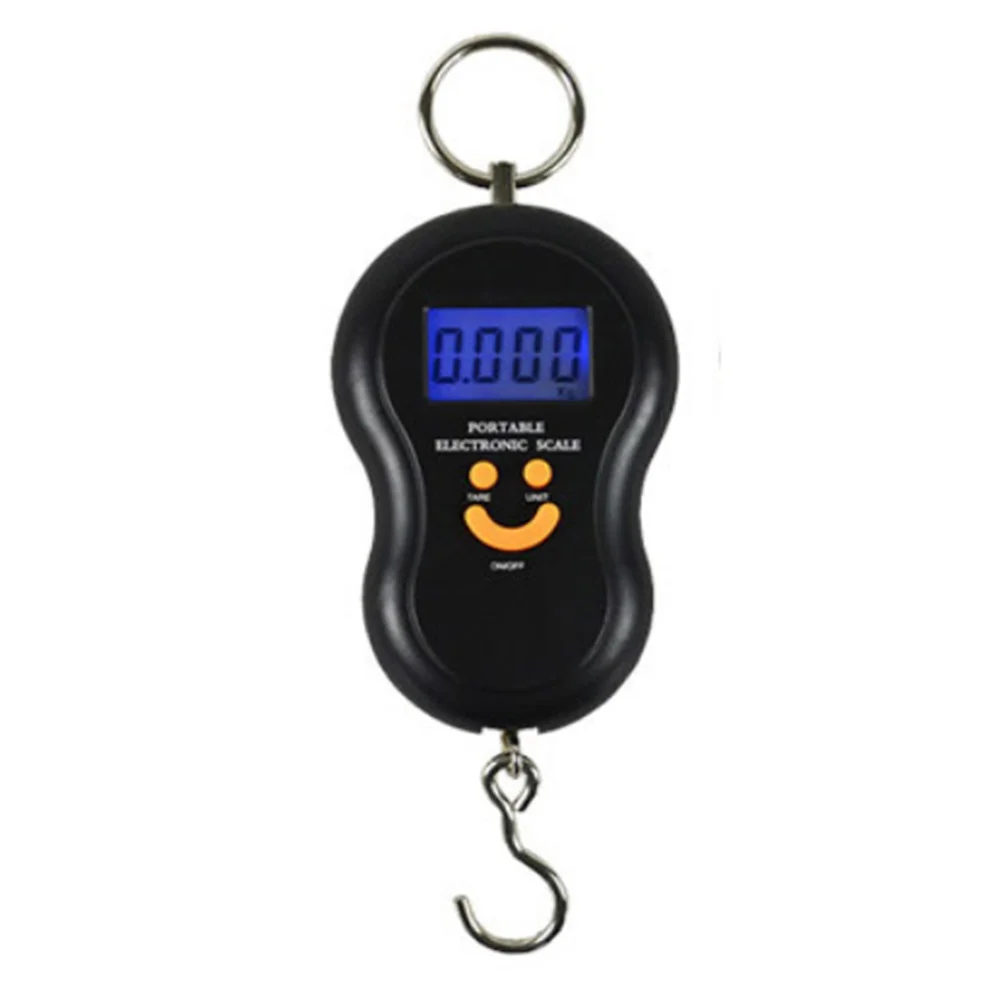 Portable 50Kg 10g Hanging Scale  Digital Scale BackLight Electronic  Fishing Weights Pocket Scale Luggage Scales Black