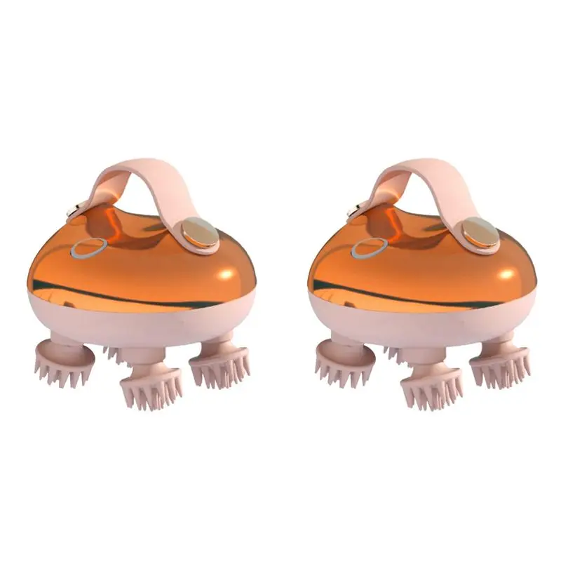 

2X электрический массажер для кожи головы, перезаряжаемый массажер для головы, расслабляющий стресс, водостойкий ручной скребок для волос, кожи головы A