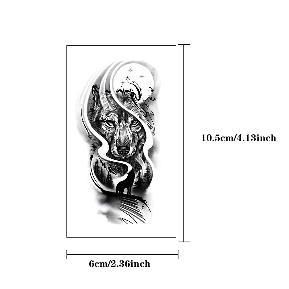 10 szt. Wodoodporna tymczasowa naklejka na tatuaż ciemny wilk lew tygrys wąż jeleń szkielet skorpiona tatuaże do ciała tatuaż na ramię kobiet mężczyzn