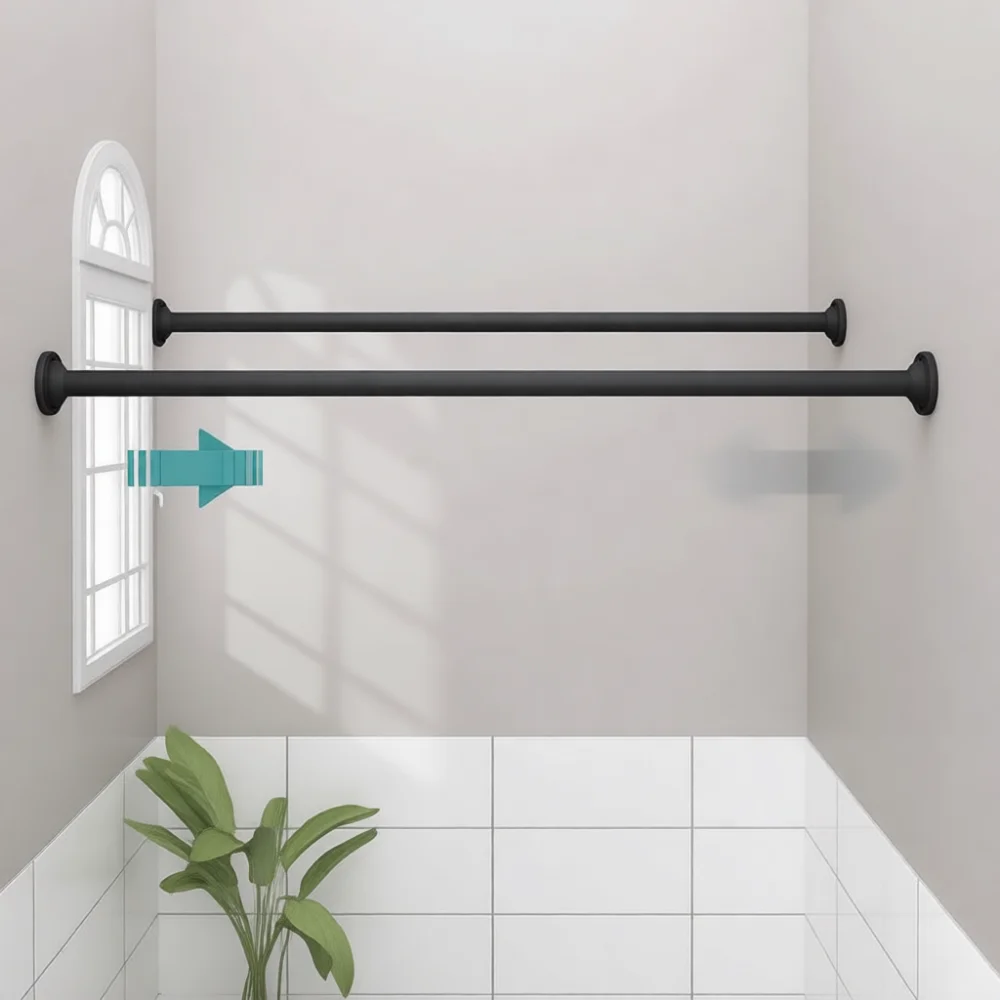 Extendable Tension Rod No Drill Adjustable Shower Curtain Pole Wardrobe Closet Rail Clothes Hanger Modern Home Organizing Tool