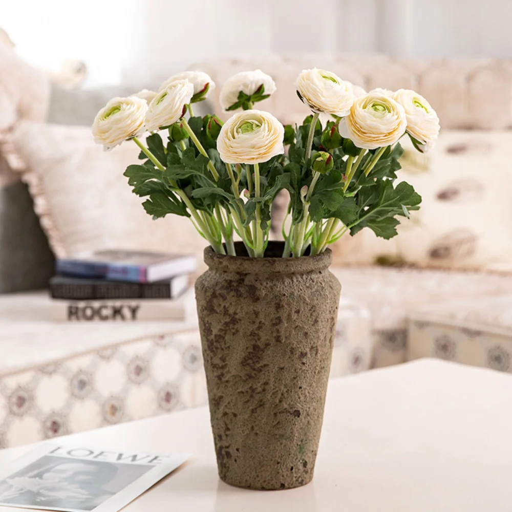 Modern Elegance Simulation Peony Flower Home Decoration Dining Table Knitted Rose Single Bouquet Wedding Artificial Flower