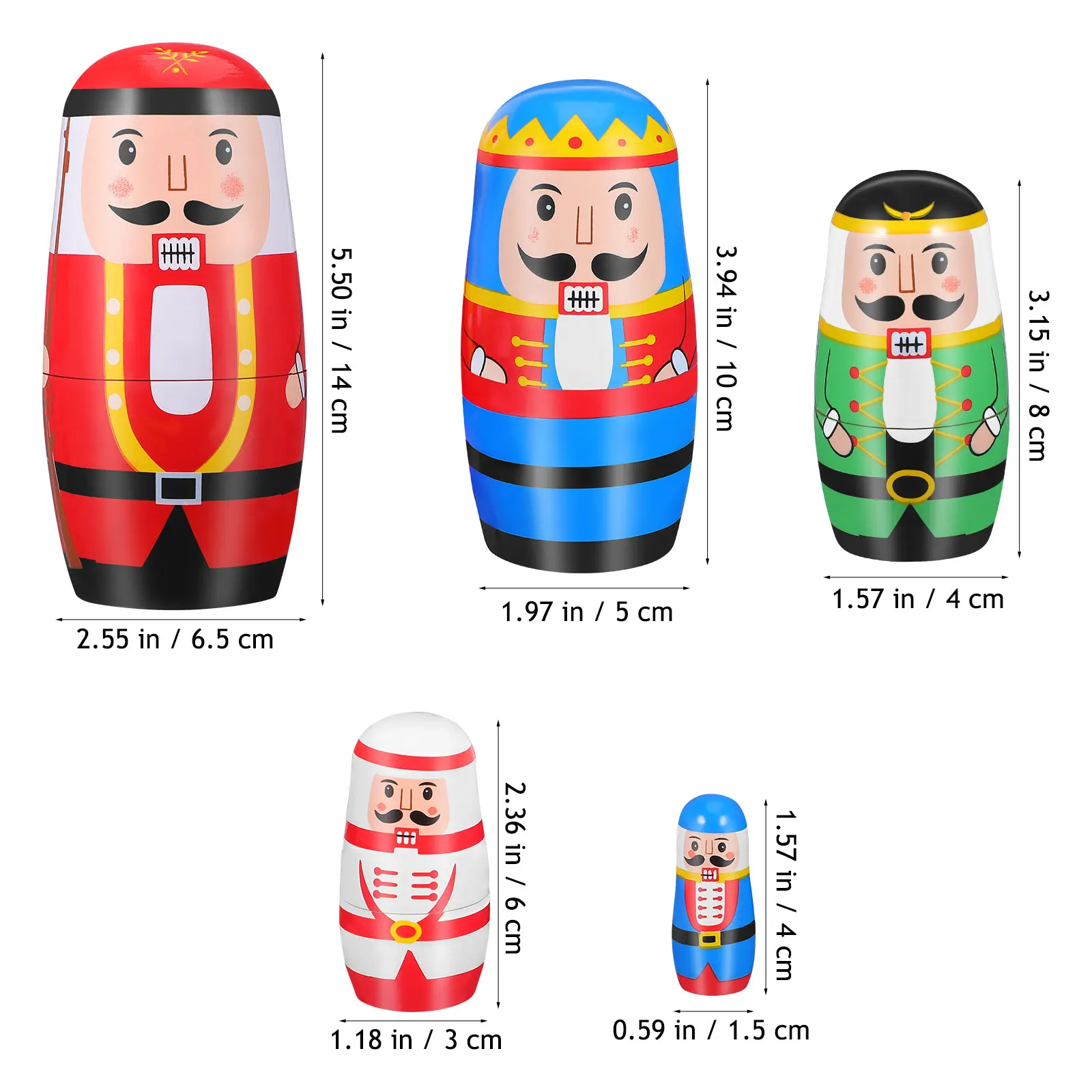1 set Notenkraker Nesting Dolls Kerst Matryoshka Desktop Hout Russisch cadeau voor volwassen kinderen Grappig stapelspeelgoed