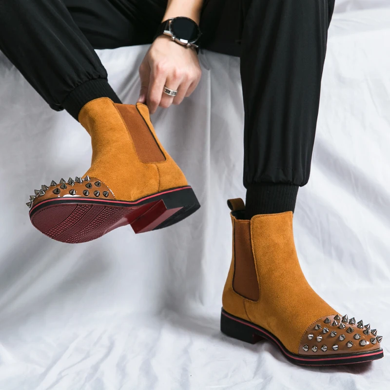 

High Quality Boots for Man Designer Rivet Casual Boot Fashion Mens Business Dress Boots British High-end Mens Boots Botas Hombre