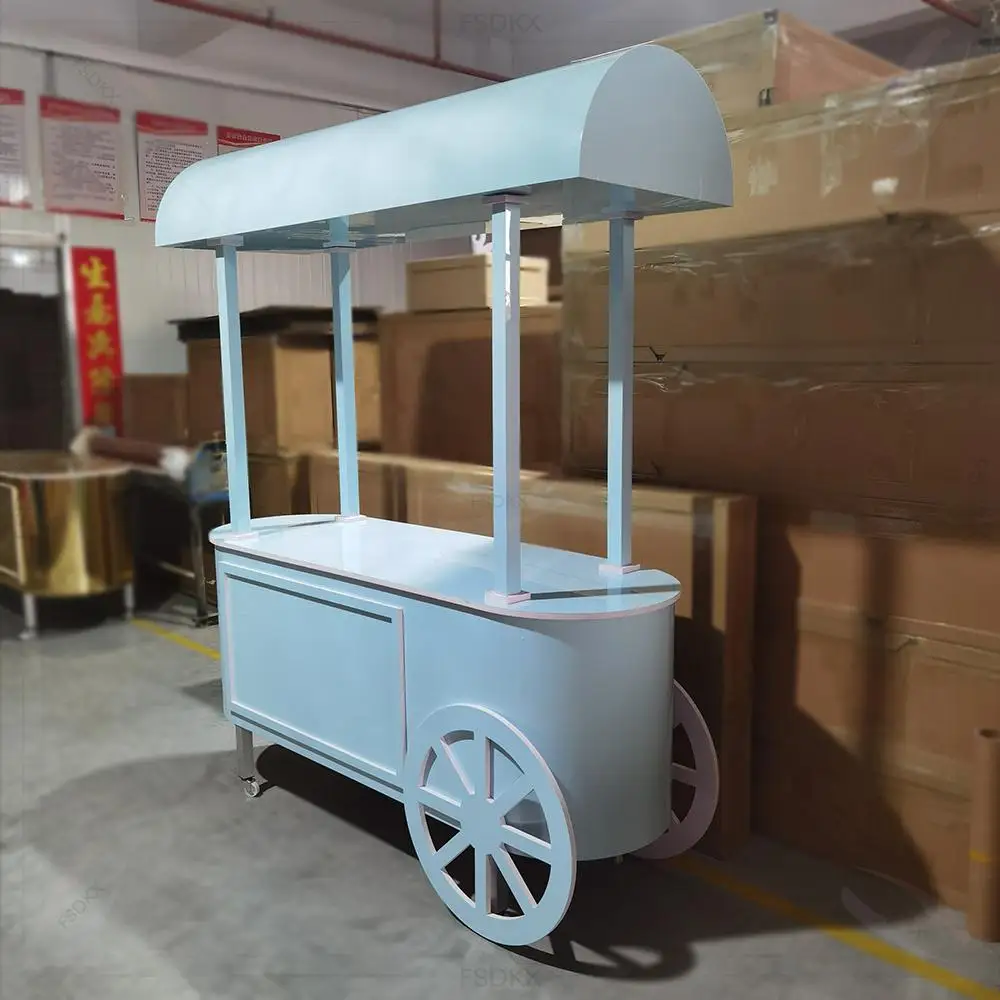 FSDKX Popular Blue Flower Candy Display Cart for Wedding Party Decoration Event