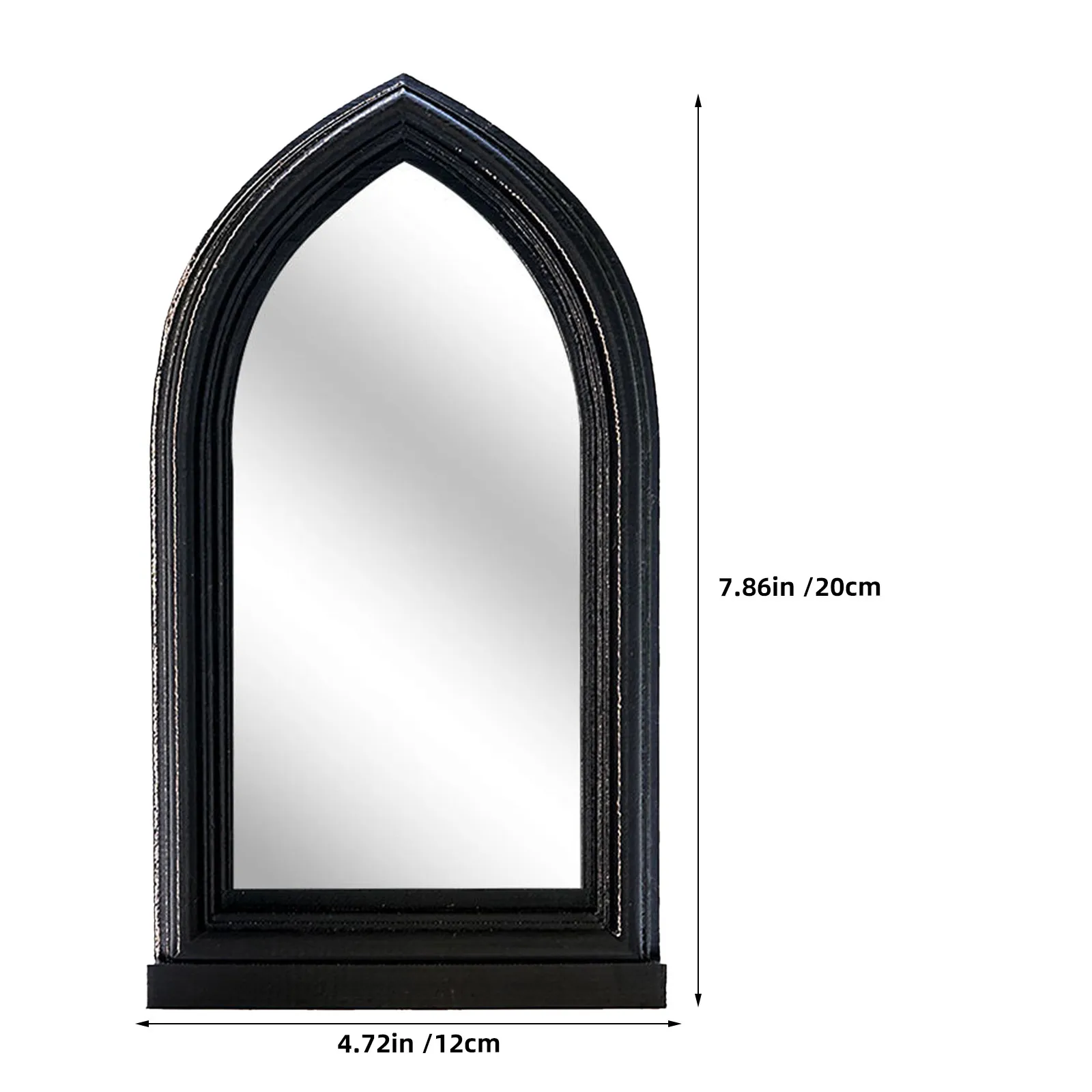 Cathedral Wall Mirror Gothic Arched Window Vintage Faux Windowpane Frame 7.8x4.7in Living Room Bedroom Entryway Decorative