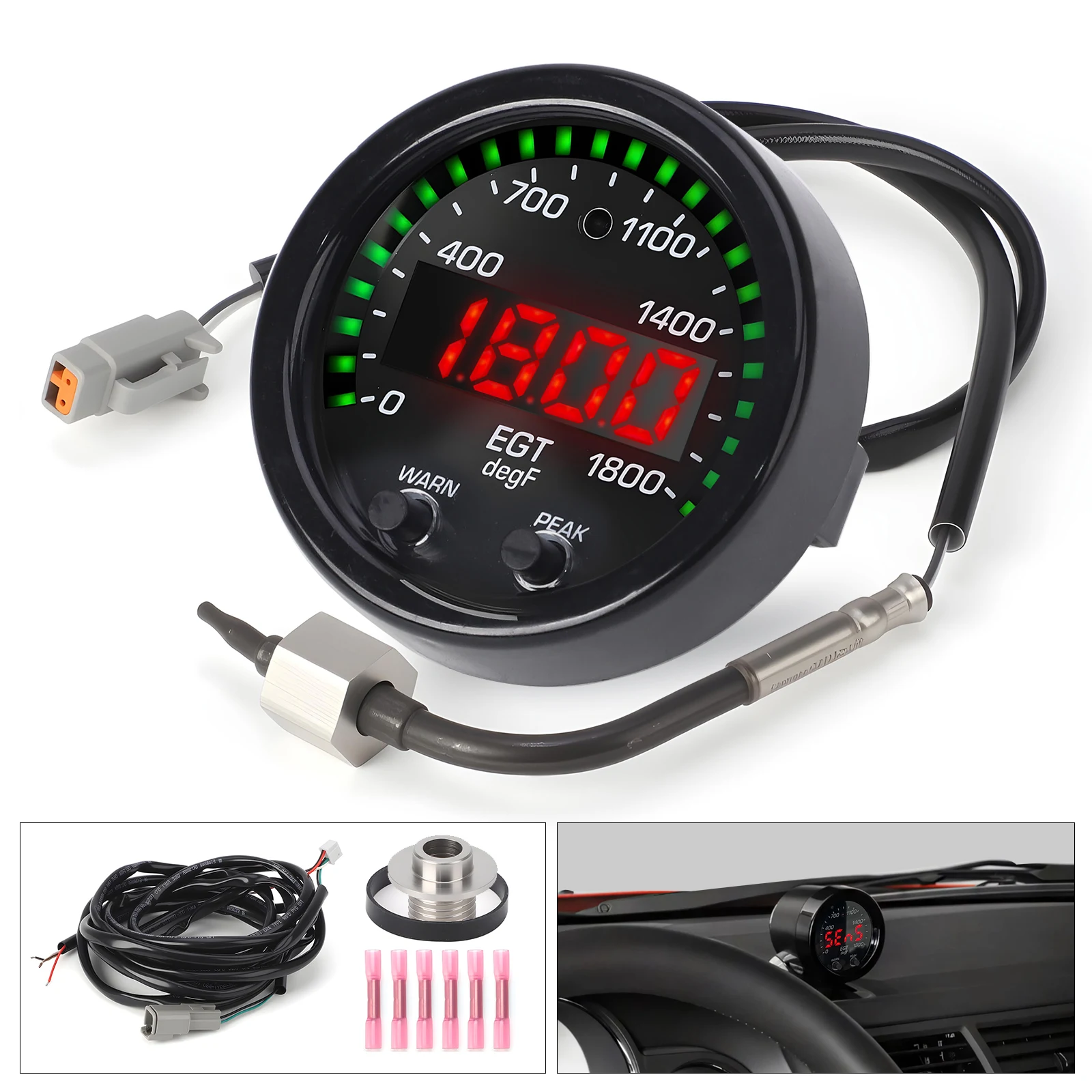 

Car Digital Exhaust Gas Temperature EGT gauge 30-0305-ACC 52MM 1800F/1000C thermometer exhaust temp gauge Car Meter With Sensor