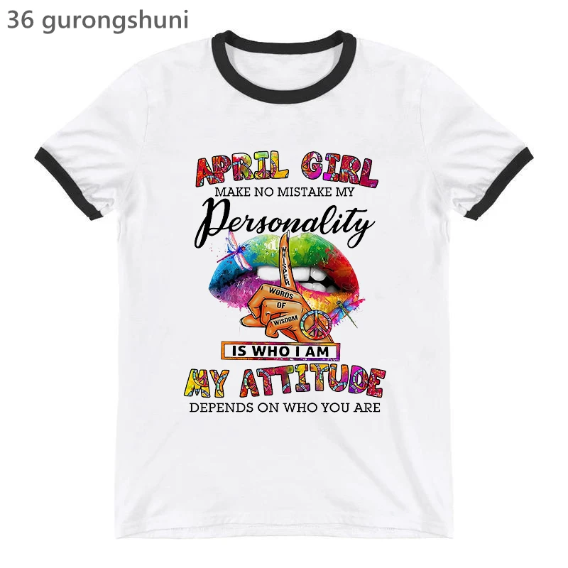 

Peace Lips December Girl Make No Mistake My Personality Is Who I Am My Attitude Tshirt Women Birthday Gift T-Shirt Femme Tops