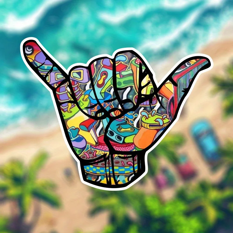 Hawaiian Shaka Hand Vinyl Decal, 5.9x4.7