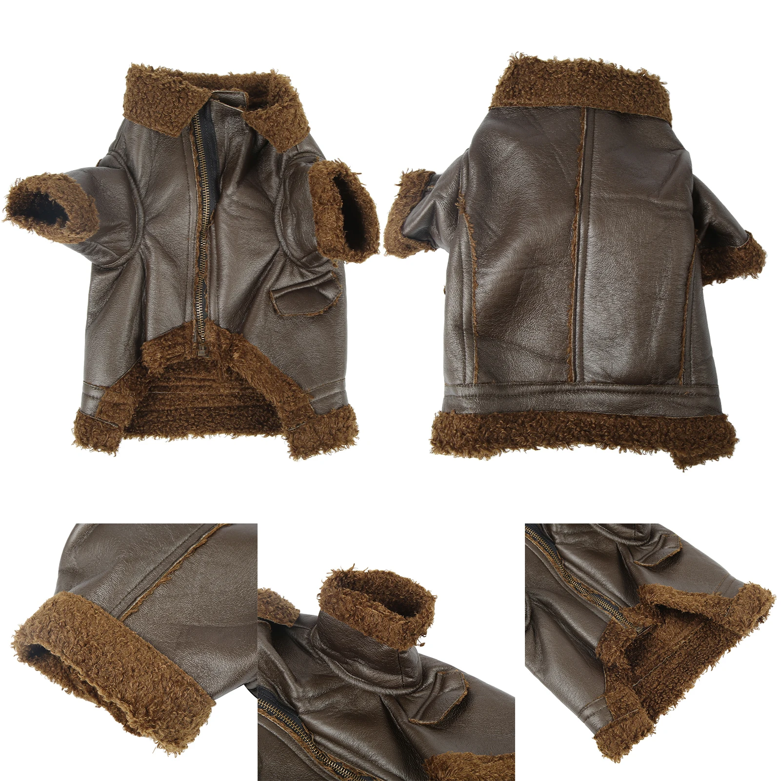 Dog Leather Jacket Pet Winter Leather Jacket For Small Medium Large Dogs And Cats