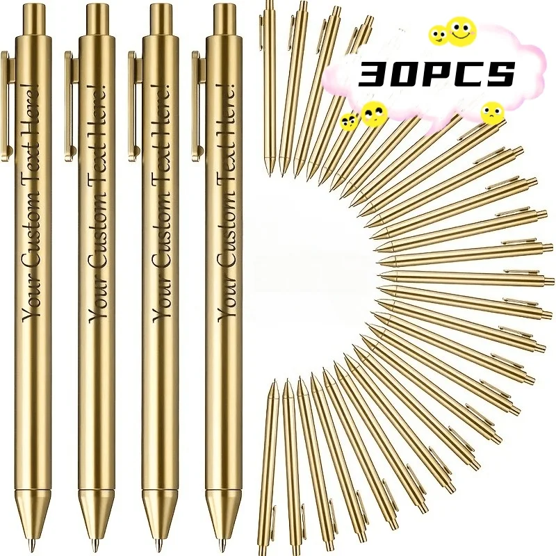 30PCS Customized Personalized Luxury Plastic Ballpoint Pens Laser Engraving Pens for Weddings Bridal Showers Valentine Day
