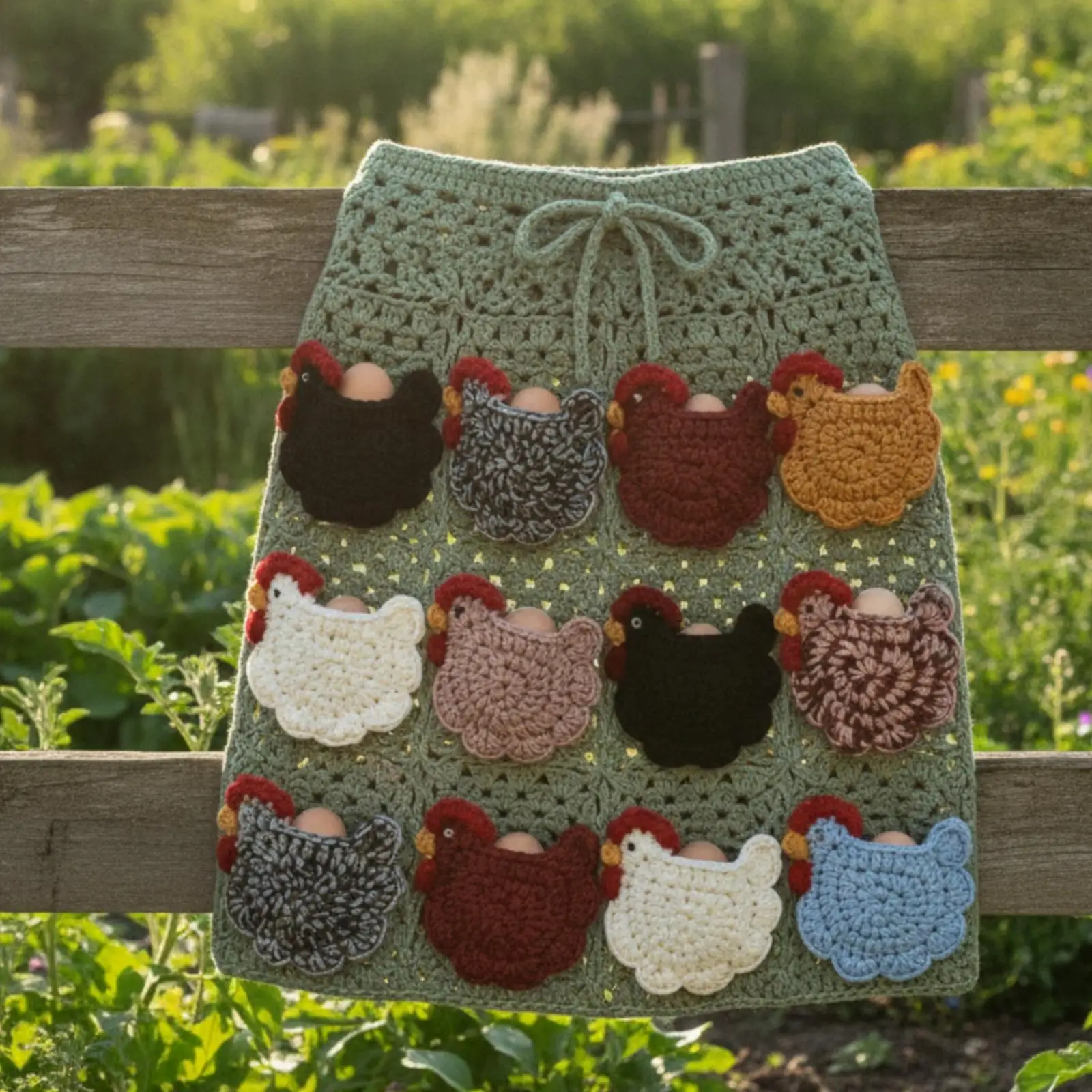Crochet Egg Collecting Apron Crocheted Egg-Collecting Apron Handmade for Homesteaders, Homestead