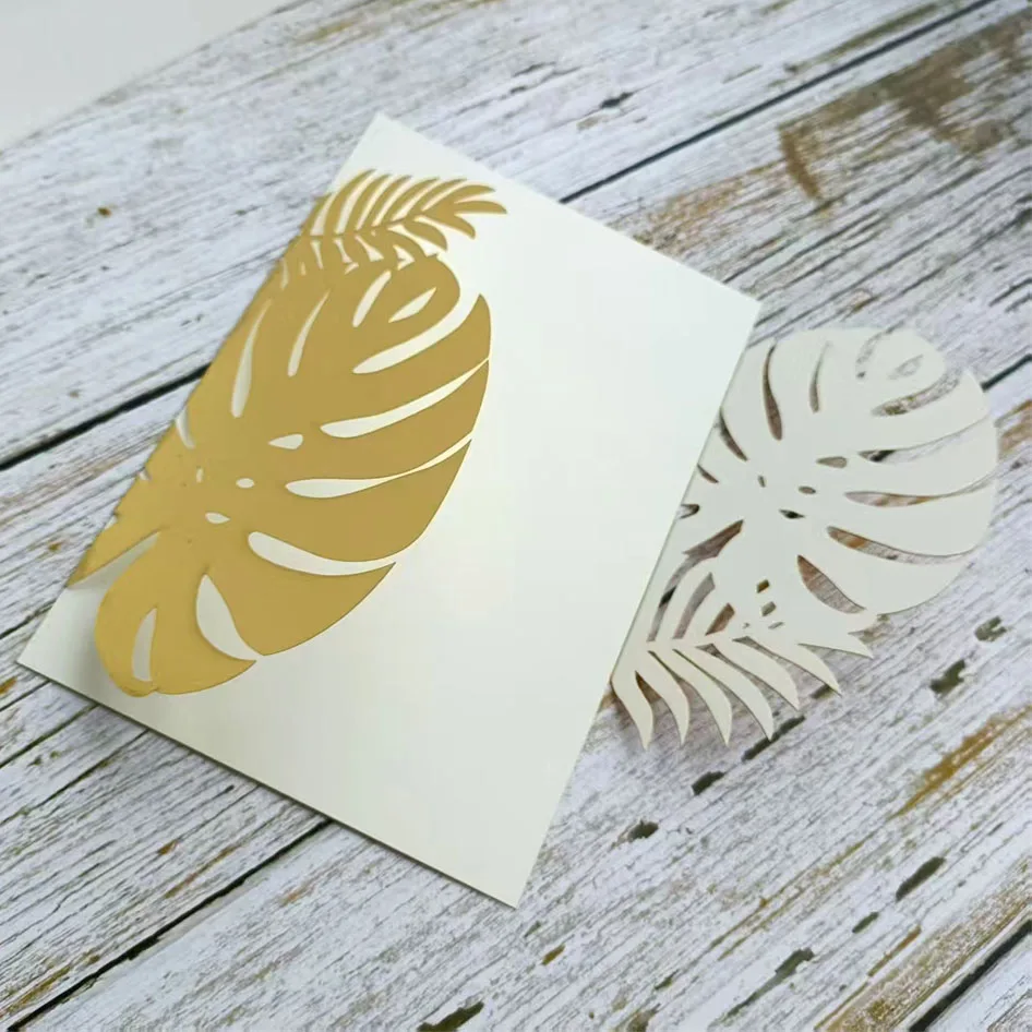 

Plame Laser Cut Invitation Card For Wedding Bridal Shower Graduation, Tropical Sence Wedding Cards 50 Sets