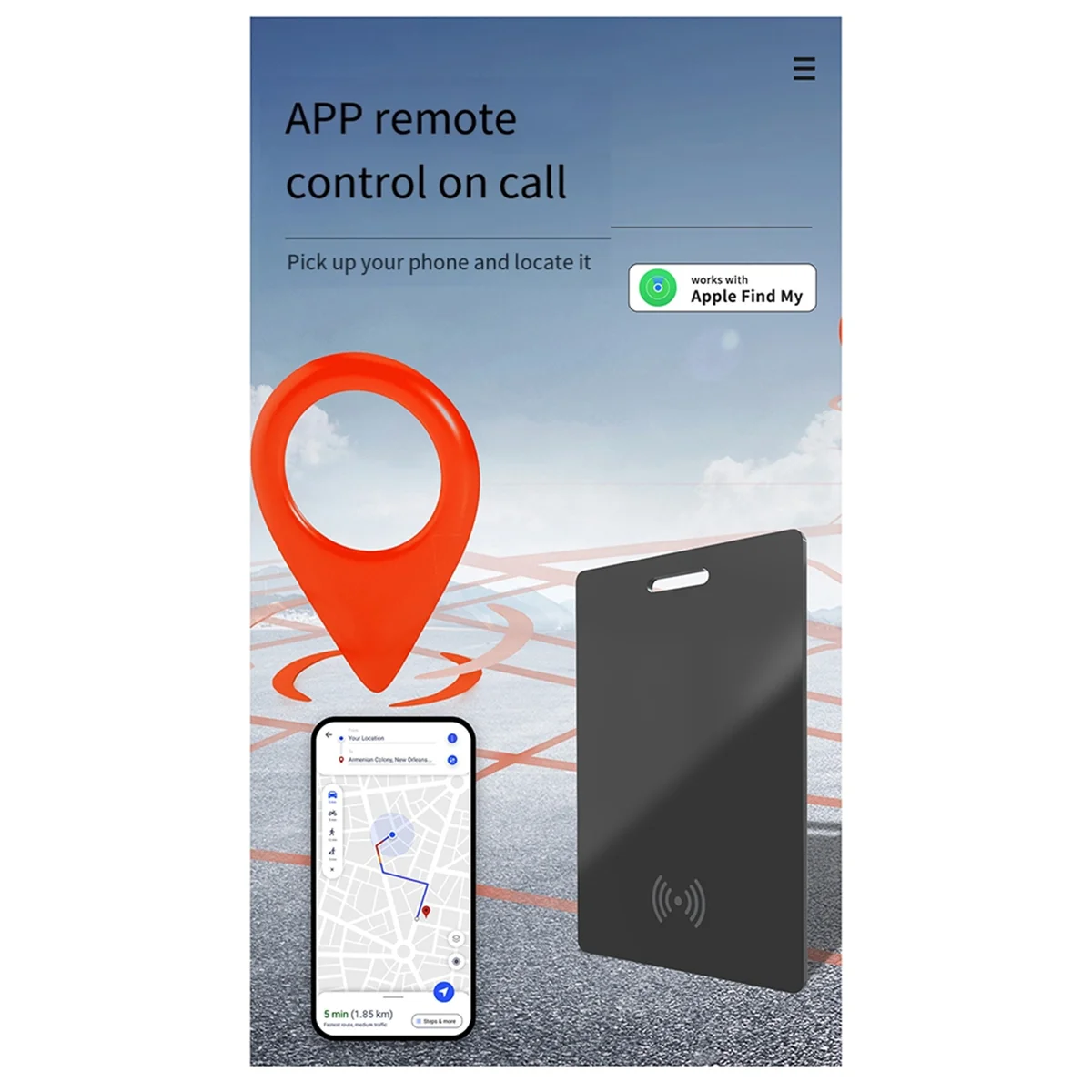 Carregamento sem fio Smart Card, Works para Apple Find My Wallet, Phone Finder, Ultrathin Mini Locator