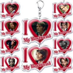 I Love My Boyfriend Mads Dittmann Mikkelsen Keychains Hannibal Keyring for Accessories Bag Pendant Key Chain Ring Jewelry Gifts