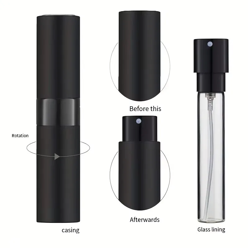 Nachfüllbare Parfüm-Reisesprühflaschen 8ml (3er-Pack) 3 Sprühköpfe - Leere Kölnischwasser-Sprühflaschen, tragbare auslaufsichere Sprühgeräte, geeignet für Reisen (Schwarz) – Detail 1