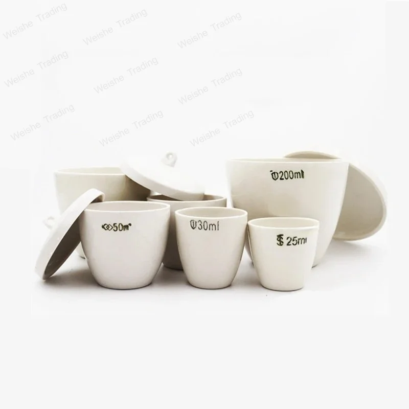 

All size available 5ml to 300ml Porcelain crucible lab 1/2/5/10pcs ceramic crucible with lid for school labratory experiment
