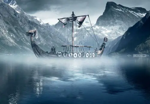 Viking Langboot in Die Kalt North See Paintings Canvas Prints Wall Art For Living Room Bedroom Decor