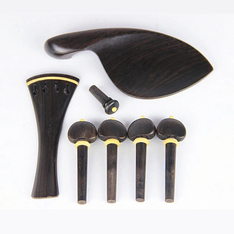 

1 Full Set Natural Ebony 4/4 Violin Parts Violino Fittings Accessories 4 Pegs 1 Tailpiece 1 Chinrest 1 Endpin