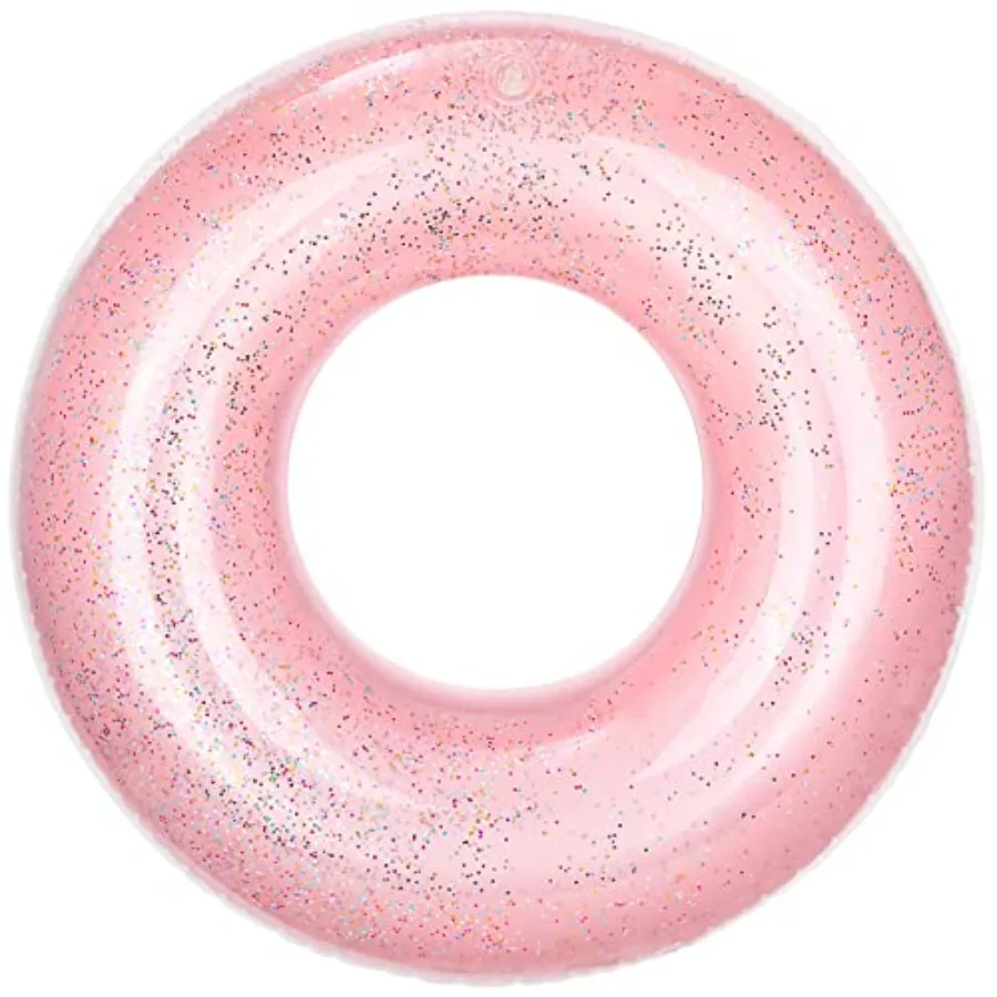 

Swim Rings with Glitter 120cm Diameter Inflatable Pool Float Round Shaped Swimming Tube Water Fun Beach Pool Toys for Summer Pa