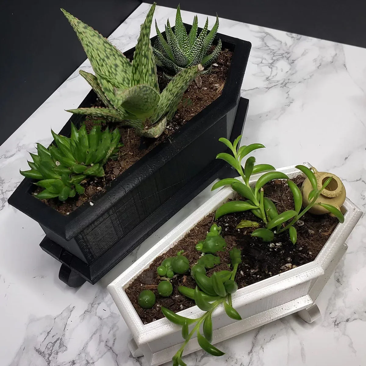 

Coffin Mini Planter, Personalized Succulent Decorative Stand with Drainage for Planting Ghost Decorations