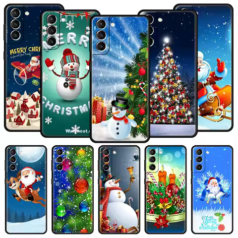 Christmas Winter Merry Phone Case For Samsung Galaxy S22 S21 S20 Ultra FE 5G S10E S10 S9 S24 Plus S23 Cover Silicone