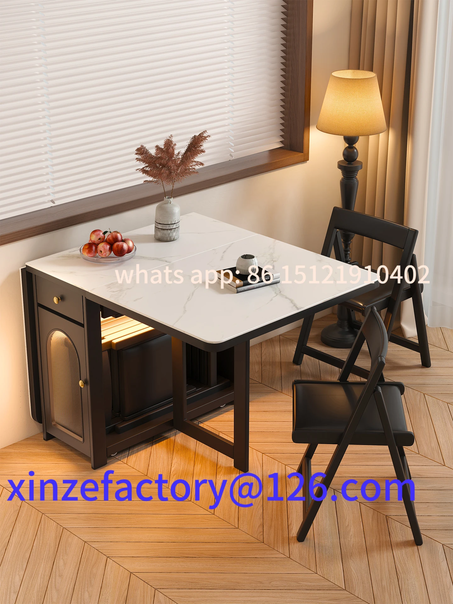 Customizable antique rock slab folding dining table New Chinese style