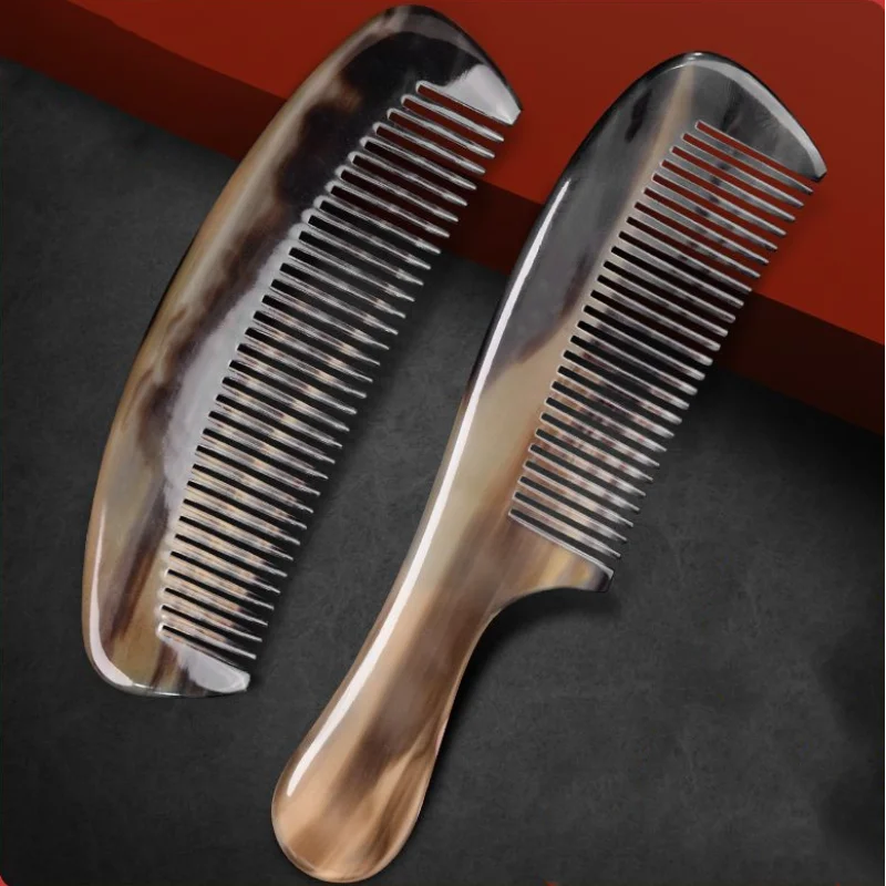 

Handmade Natural Sheep Horn Comb Fine Tooth Anti-Static Head Scalp Massage Health Home Travel Hair Styling Tool for Women Men