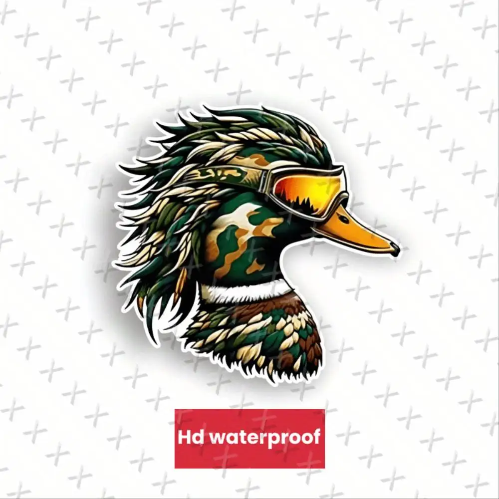 Camo Mullet Duck HD Waterproof UV Resistant Scratch Proof Vinyl Sticker Decal With Goggles Waterproof Stickers For Decorating Ca