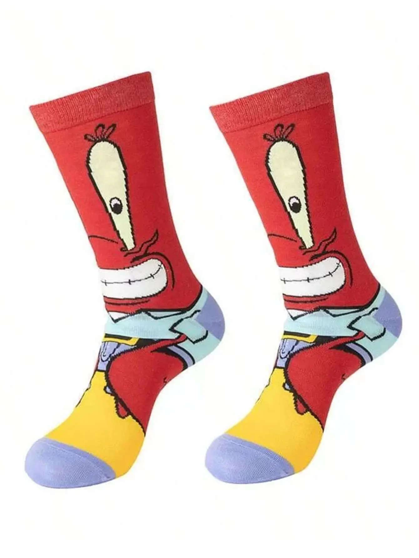 5 pairs of Men\'s Spongebob Fashion Cartoon Women\'s Socks Animated socks - breathable, durable, soft - neutral staff socks, four