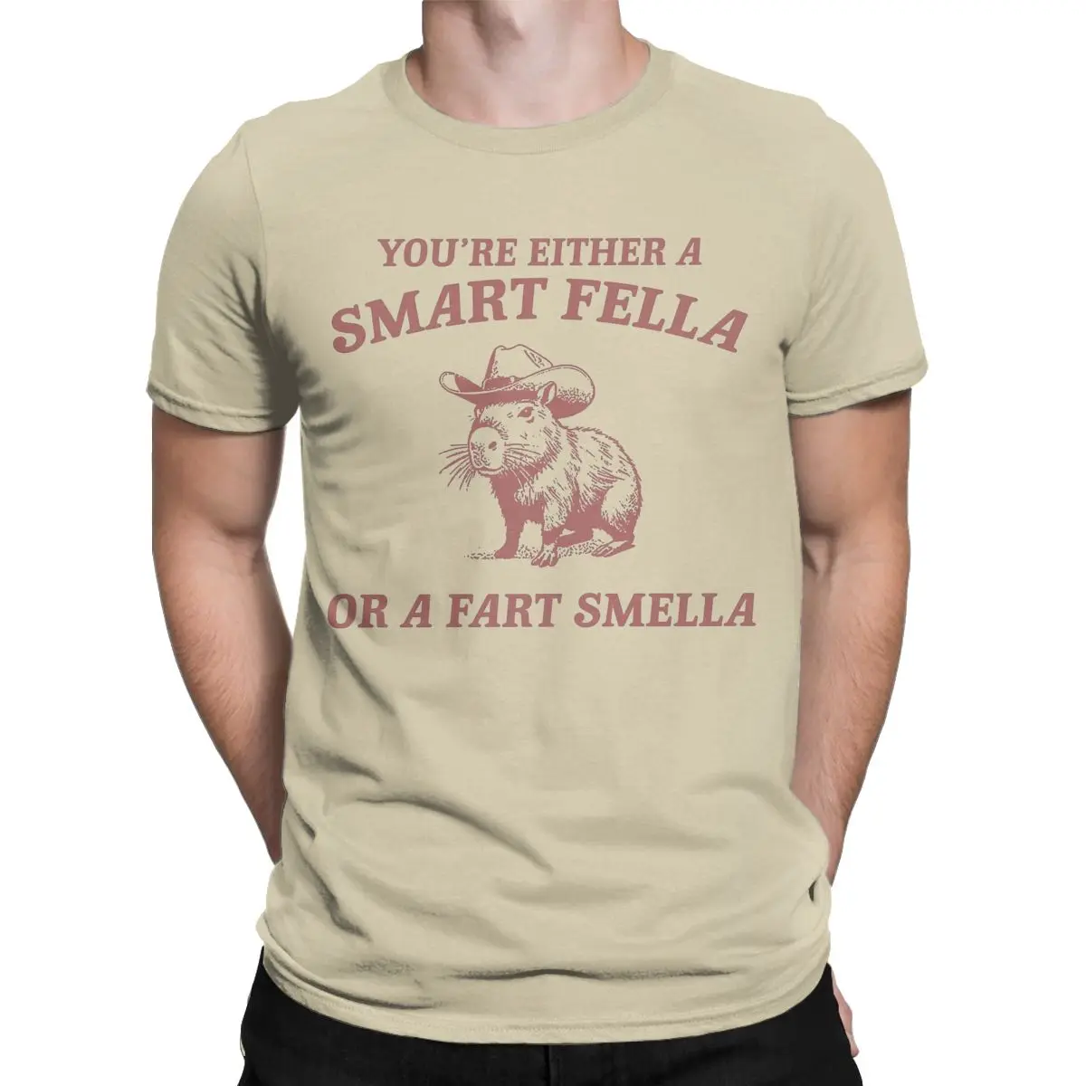 Men's T-Shirt Are You A Smart Fella Or Fart Smella Capybara Crazy Cotton Tees Short Sleeve T Shirt Crewneck Tops Birthday Gift