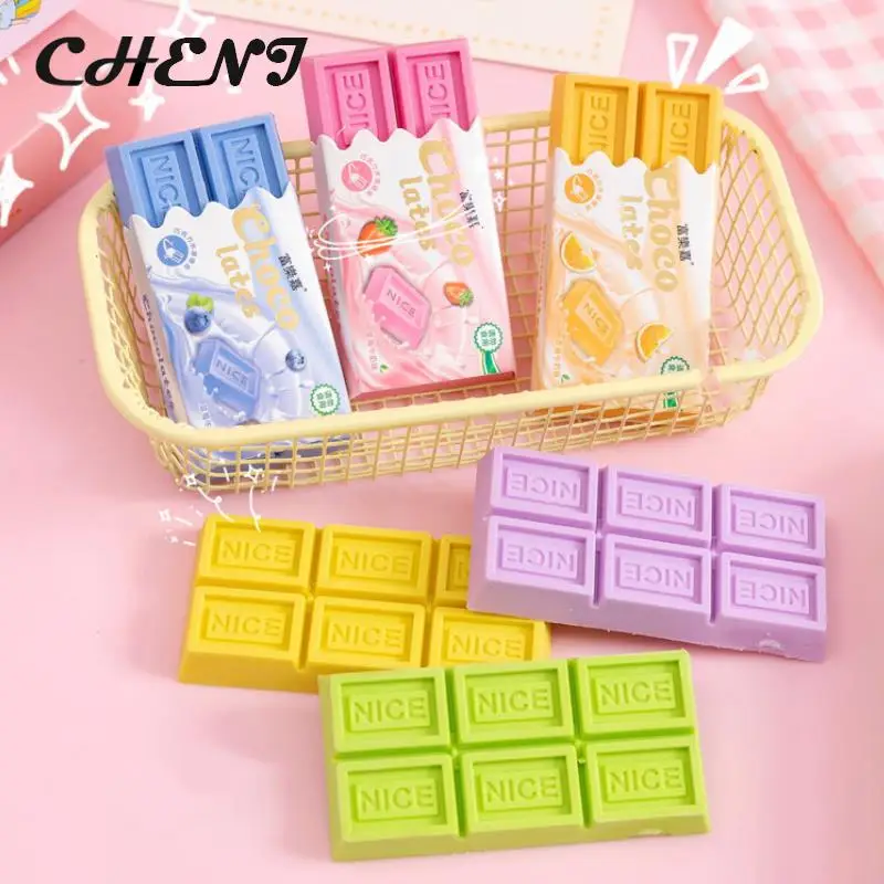 Cartoon Chocolate Design Eraser Kawaii Large Eraser Student Painting Writing Pencil Eraser Stationery For School Office Supplies