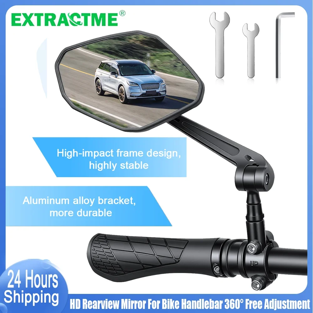 

Extractme Bicycle Rear View Mirror 360° Free Adjustment Rotatable Handlebar Mirror High Definition Large Mirror Bike Accessories