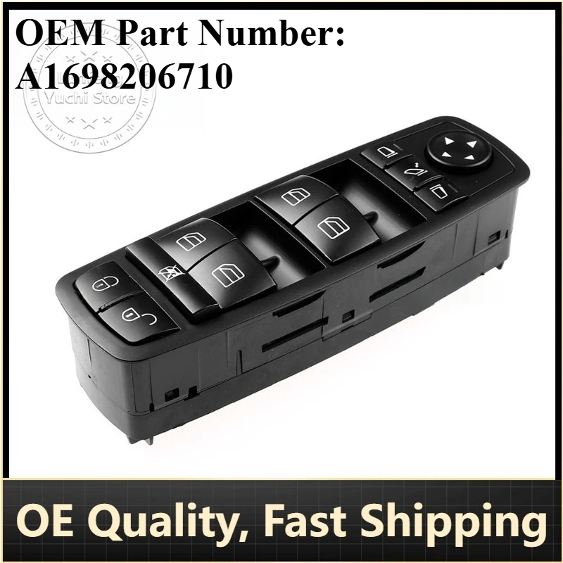 

P/N: A1698206710 - Genuine Front Left Power Window Master Switch for Mercedes-Benz A-Class (W169), B-Class Sports Tourer (W245)