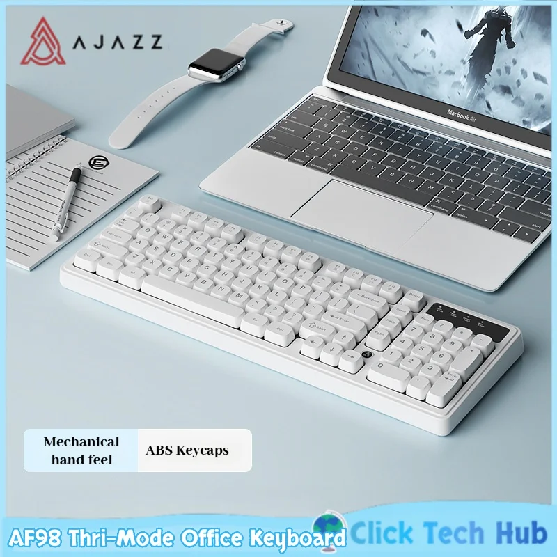 Ajazz AF98 Thri-Mode Office Keyboard Wireless Bluetooth E-Sports Game Special Mechanical Hand Type Office Computer  Keyboard