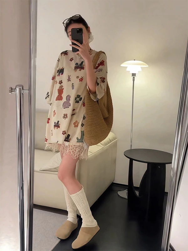 Ele Vintage ort Skirt f Body Lace Design Heavy Embroidery Faionable Versatile Aosphere Sensation High Waist A-Line