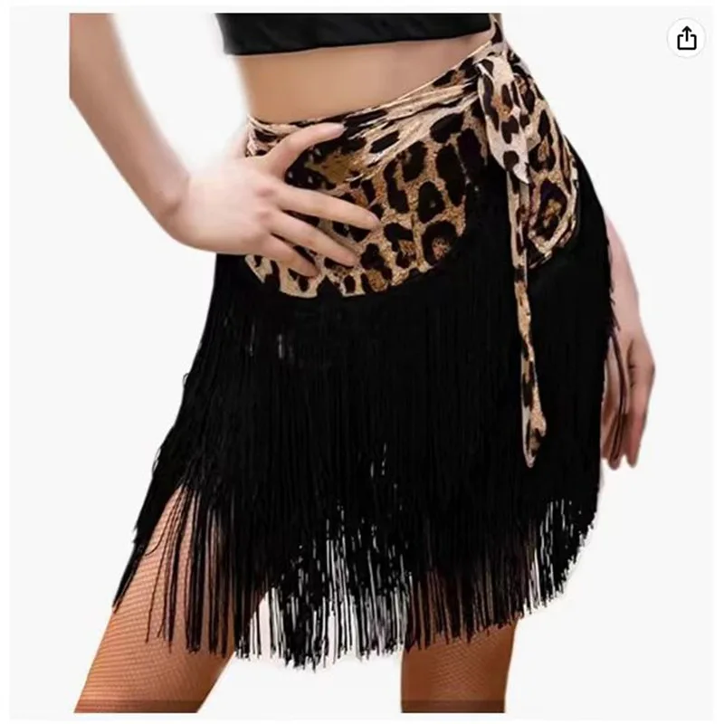 

Adult Latin Dance Dress, Women's Half Skirt, Training Tassel Skirt, Performance Dress, One-piece Lace Up Hip Scarf Apron