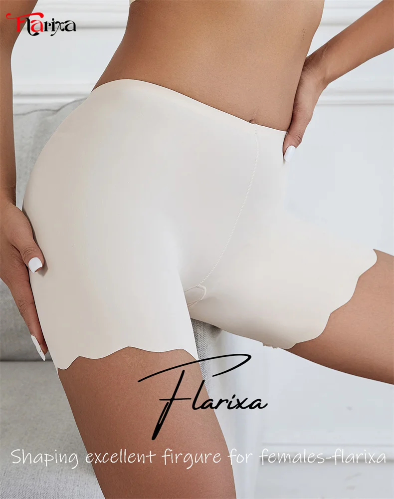 Flarixa Seamless Ice Silk Safety Short Pants Thin Boxer Underwear for Women High Quality Skirt Boyshort Panties Anti Rub Shorts