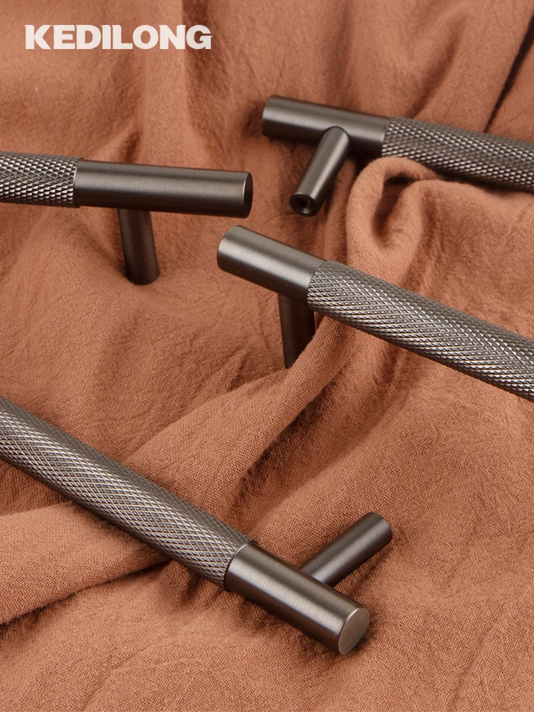 KEDLO الصلبة النحاس ضوء الفاخرة التخريش مقبض كابينة خزانة المطبخ درج مقبض Gunmetal سحب