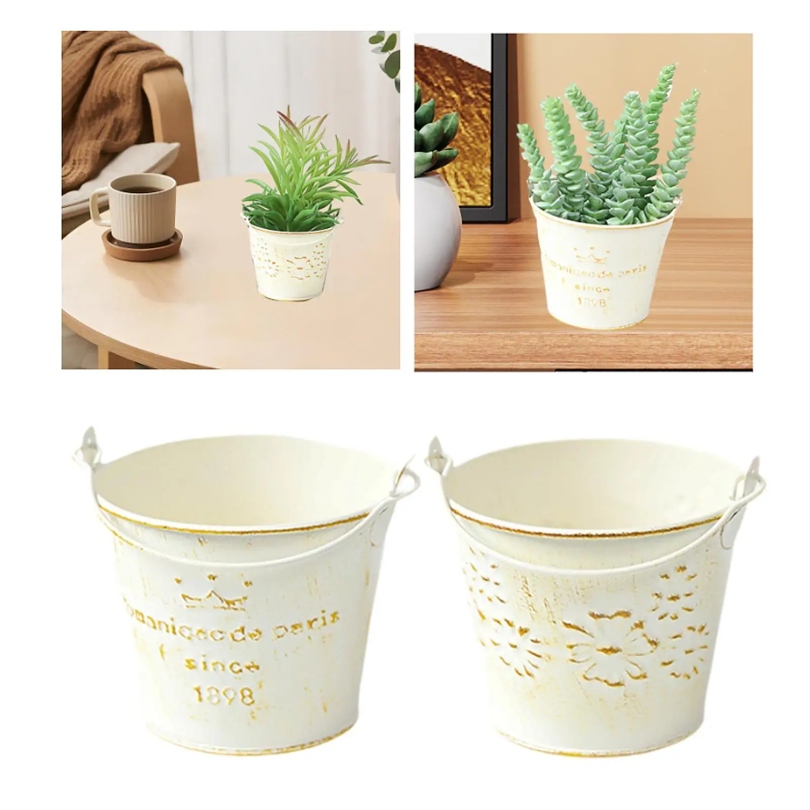 Metal Hanging Flower Pot 3.9x3.1inch Round Home Decoration Multifunctional Rustic Plant Pot for Table Centerpiece