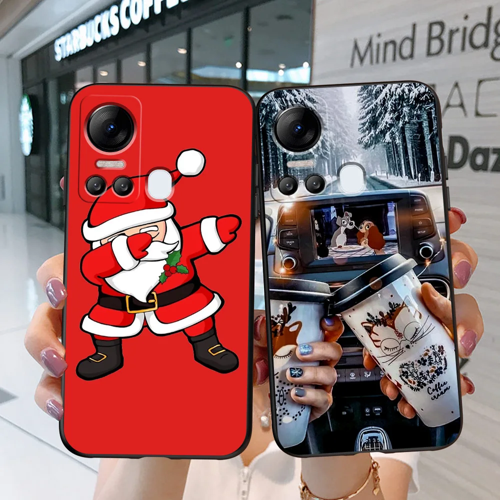 Case For ITEL VISION 5 S18 Silicon Phone Back Cover black tpu case merry christmas winter snow