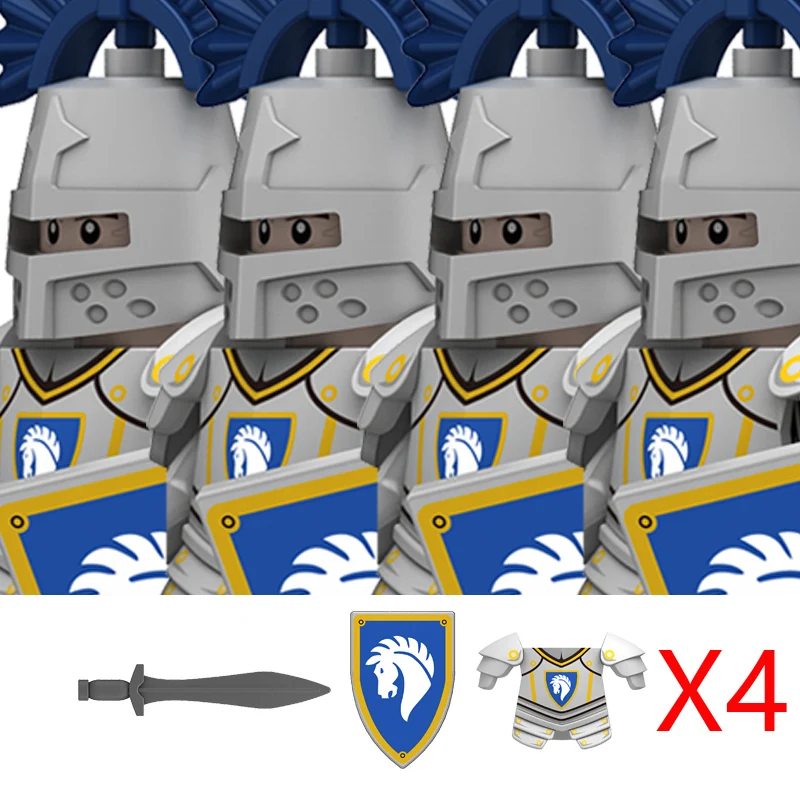Medieval Castle Soldier Figures Building Blocks Castle Military Crow Horse Serpent Knight Warrior Heavy Infantry Bricks Toys