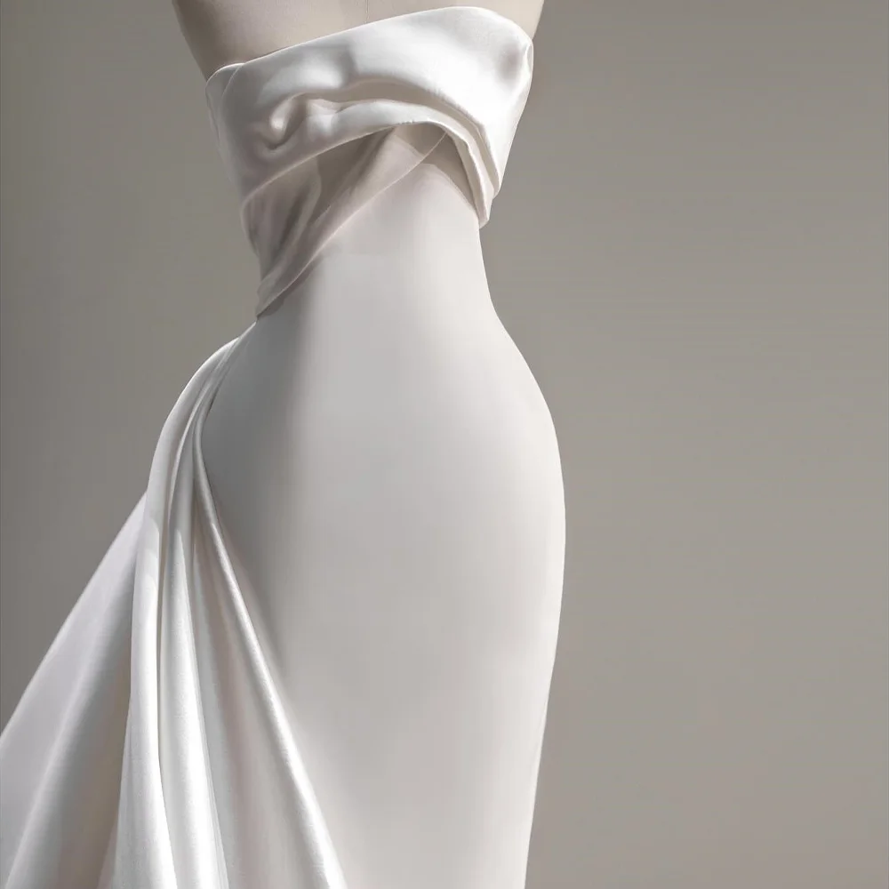 

Customized Temperament Straight Floor Length Strapless Satin Sleeveless Pleats Evening Dress Fashion vestidos para mujer