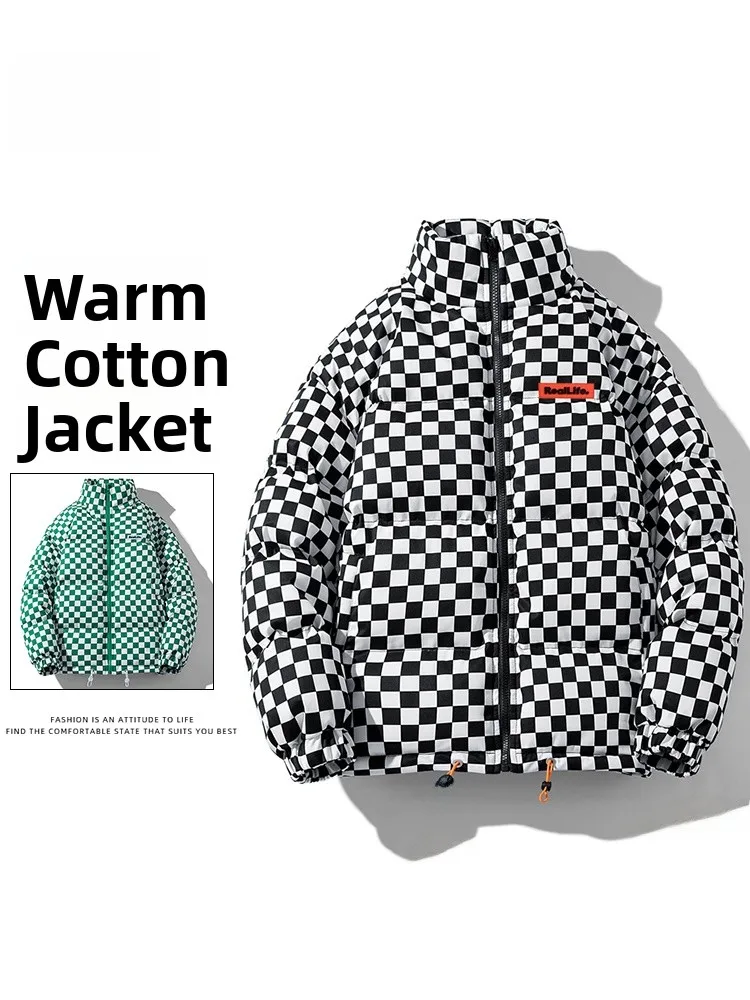 

Men's Winter Thiened down Cotton Jaet Bread Sle Stand Collar Quilted id Pattern Casual Warm Outerwear Polyester Fiber