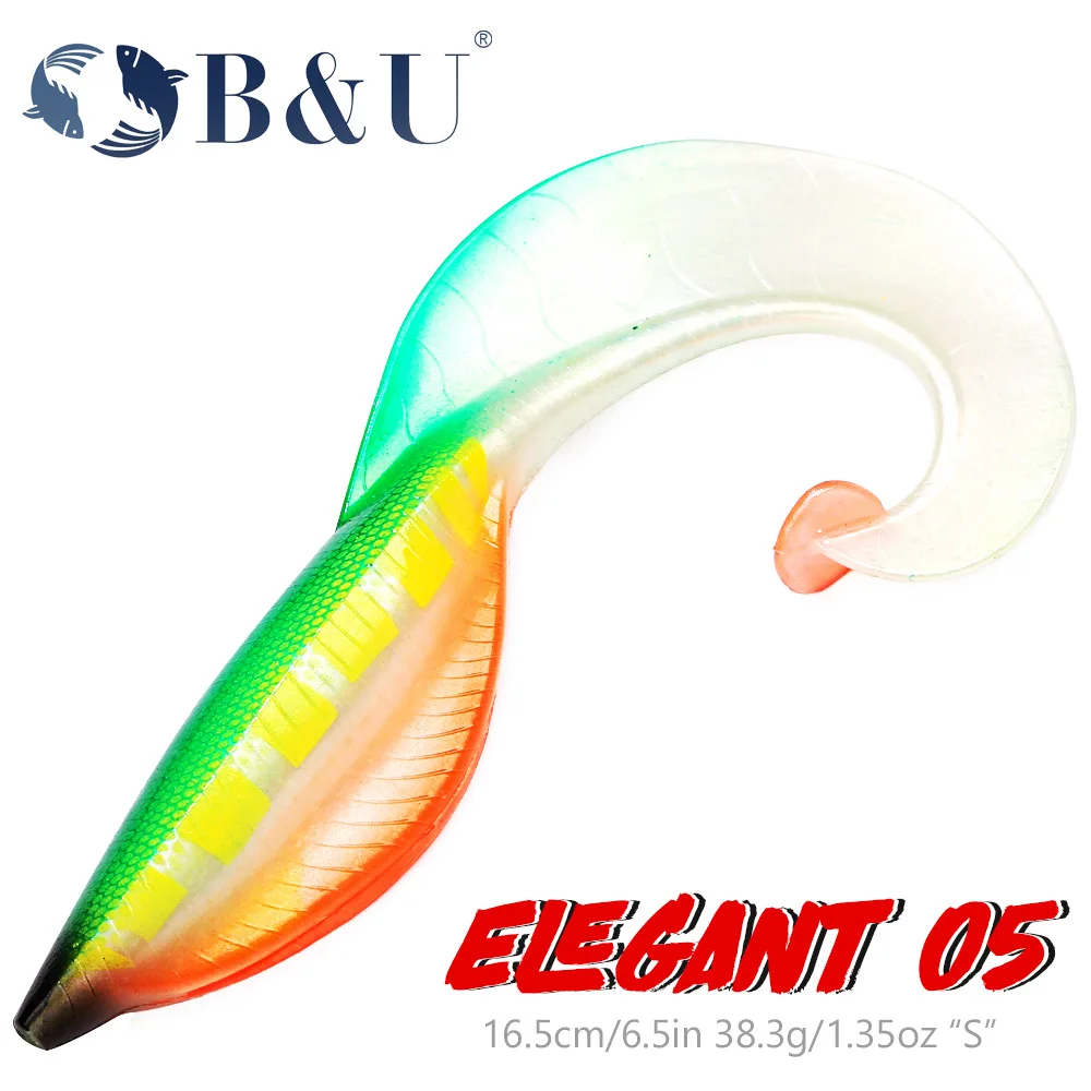 

B&U Soft Lure Swimbait Fishing Lure Long Wavy Tail Big Pike Bait Grub Seductive Swimming Action Rig Jig