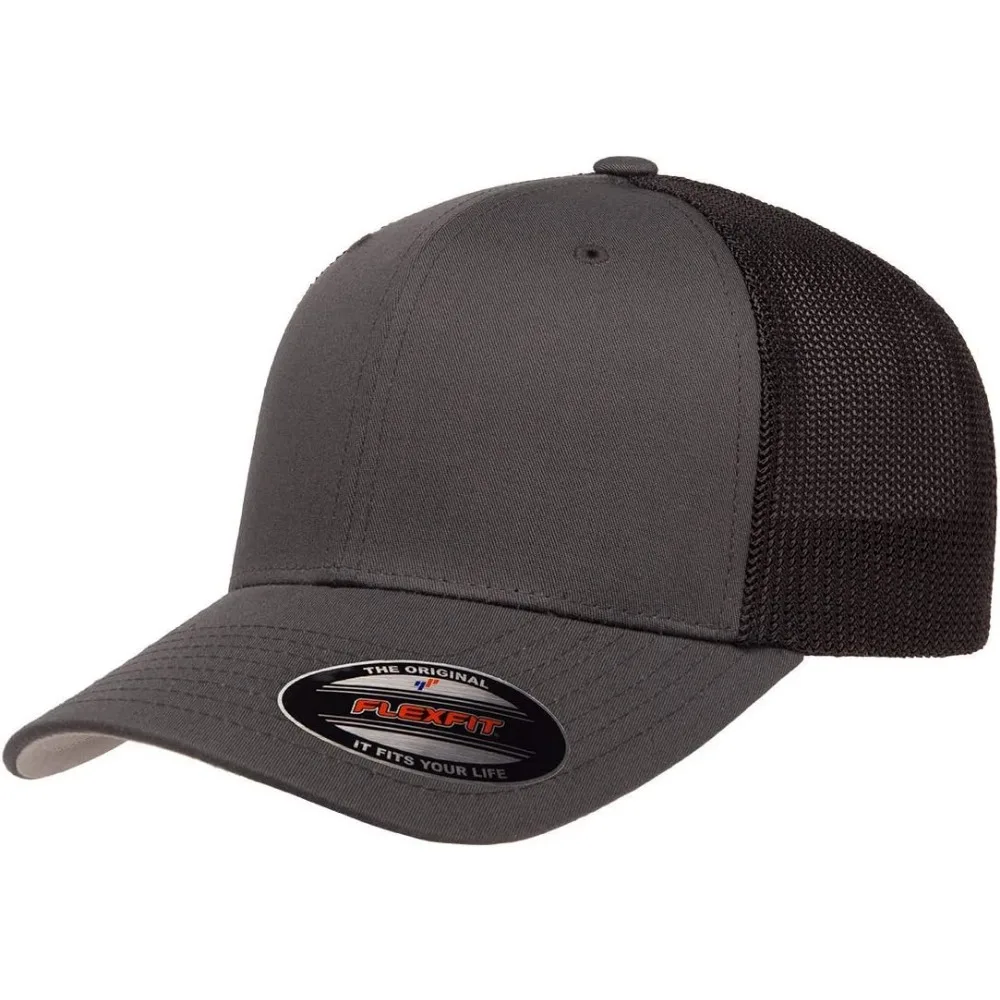Casquette de camionneur en maille extensible avec design à profil moyen, option de paquet en vrac disponible pour un chapeau ajusté