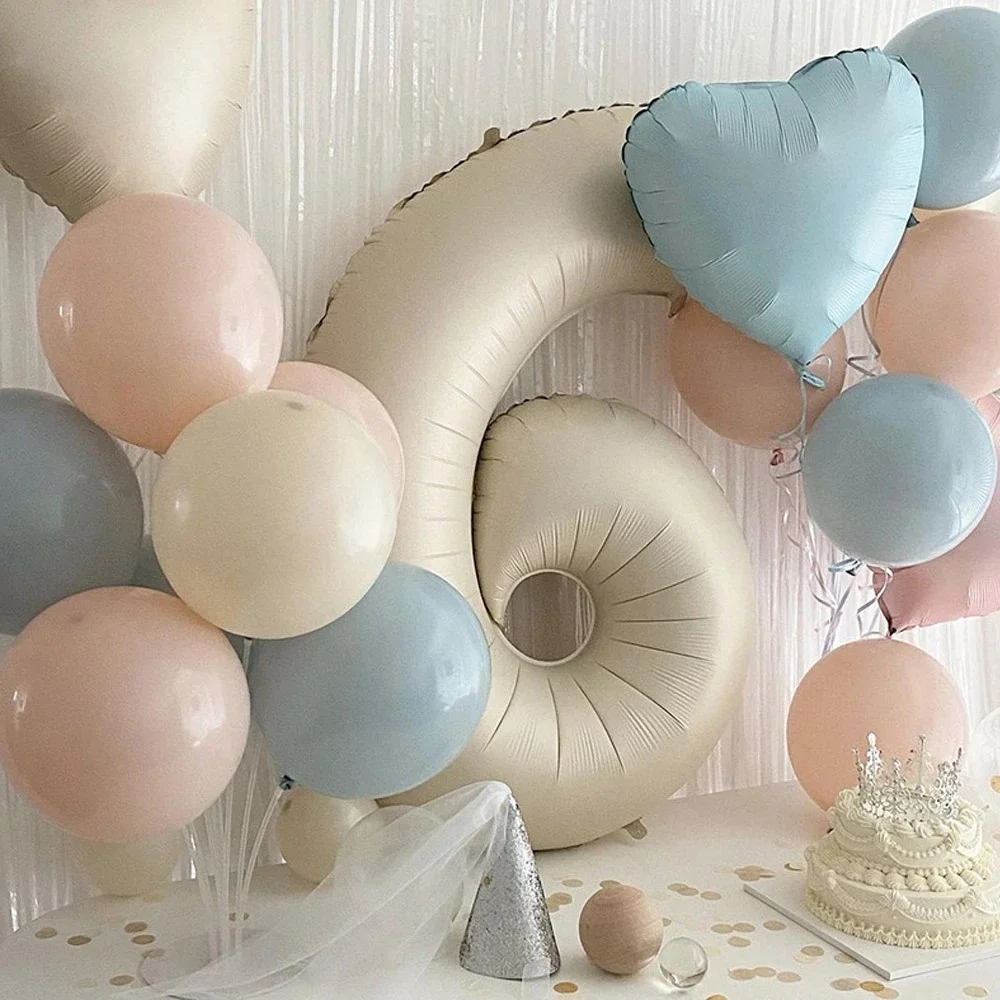 Ballons à hélium en feuille de chaleur crème, vert sauge, rose, bleu, marron, cœur, Globos pour anniversaire, fête préChristophe, ouvertement, 18